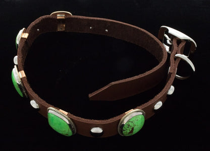 Green Kingman Turquoise Leather Dog Collar