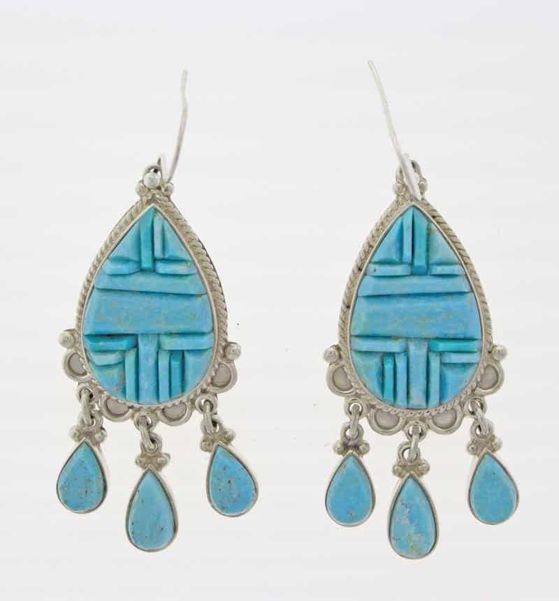 Kingman Turquoise Raised Cobblestone Inlay Earrings