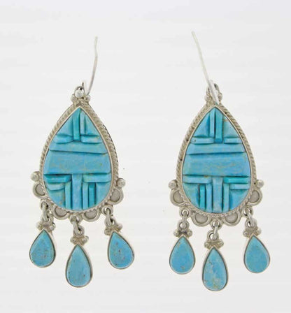 Kingman Turquoise Raised Cobblestone Inlay Earrings