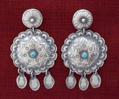 Kingman Tuquoise Concho Style Earrings