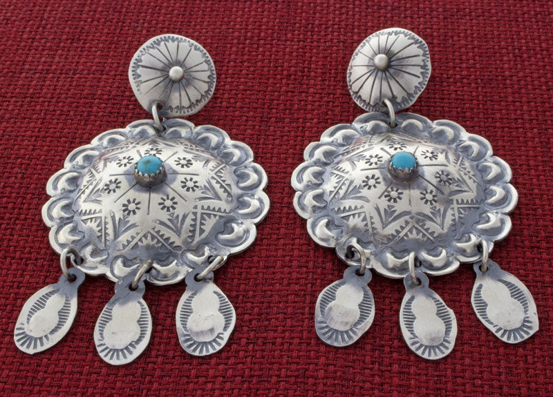 Kingman Tuquoise Concho Style Earrings