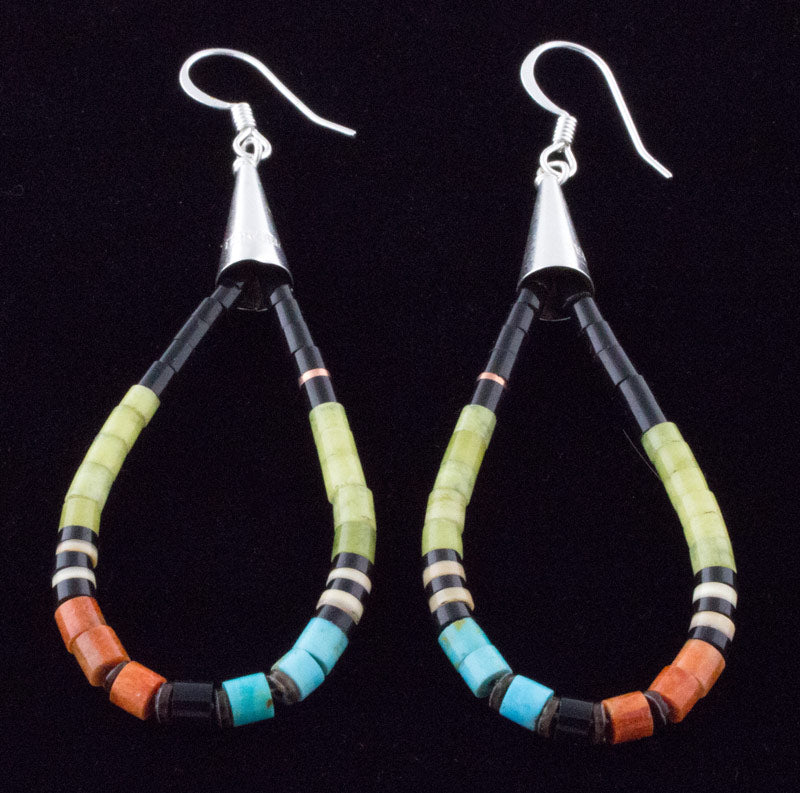 Multi-Color Heishi Hoop Earrings