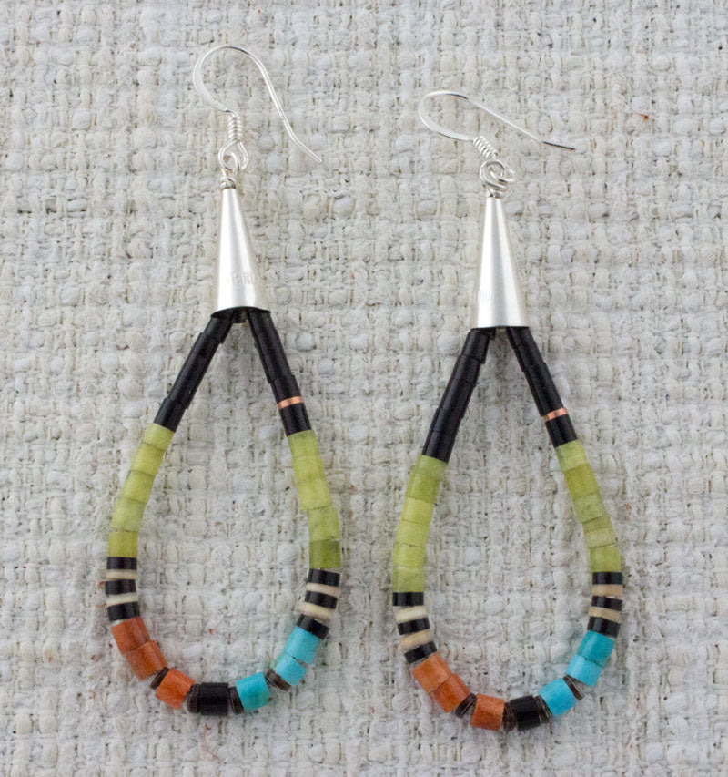 Multi-Color Heishi Hoop Earrings