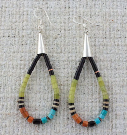 Multi-Color Heishi Hoop Earrings