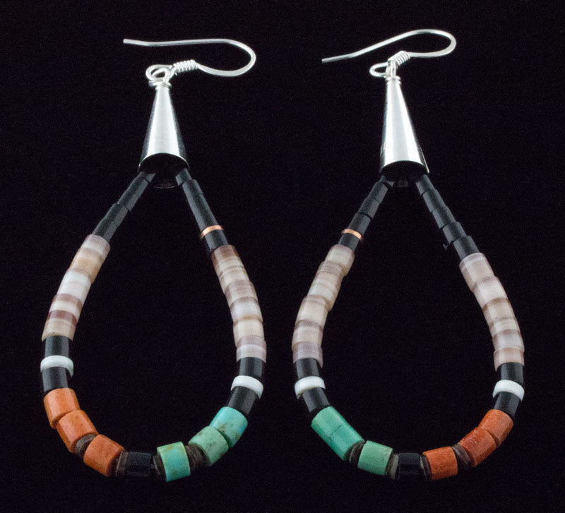 Multi-Color Heishi Hoop Earrings