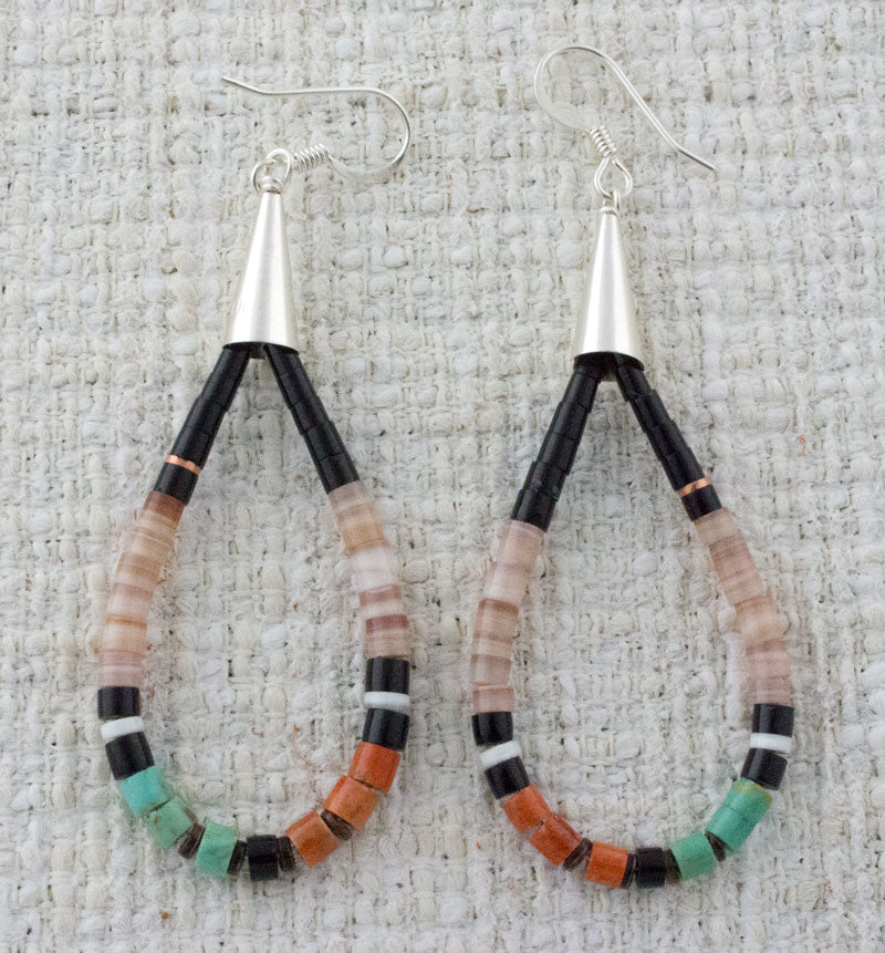 Multi-Color Heishi Hoop Earrings