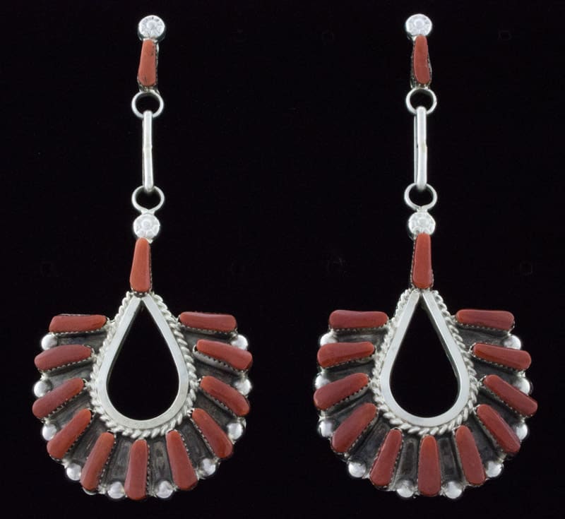 Open Center Teardrop Style Coral Earrings