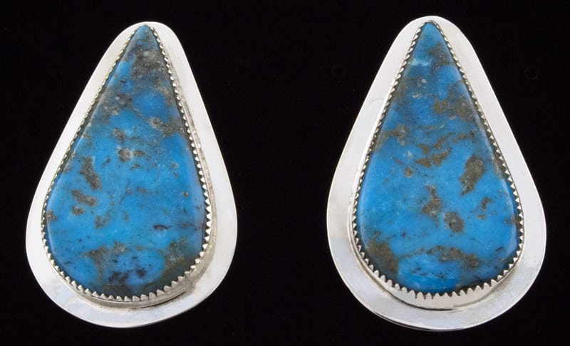 Large Pear Shaped Kingman Turquoise Earrings