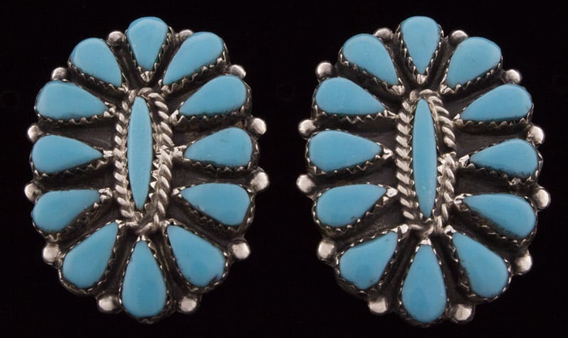 Petit Point Kingman Turquoise Cluster Earrings