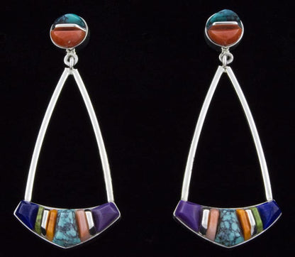 Multi-Color Raised Cobblestone Inlay "Sailboat" Earrings