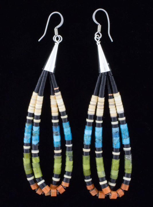 Multi-Color Double Hoop Heishi Earrings