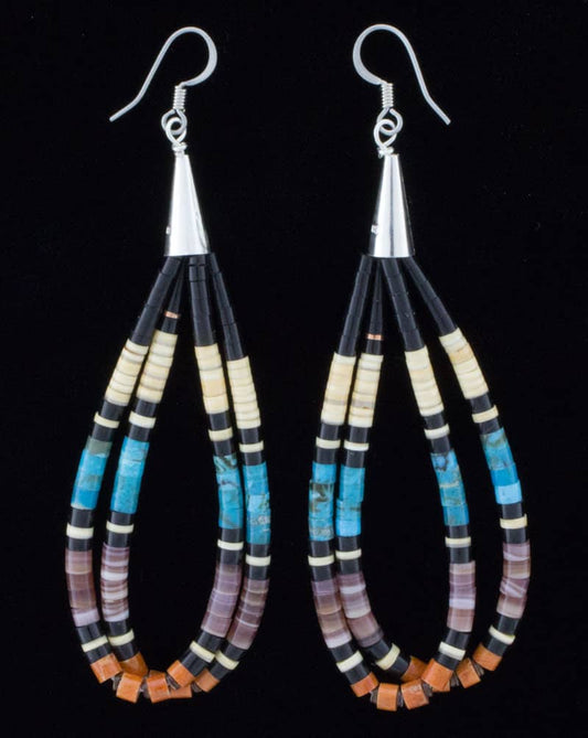 Multi-Color Double Hoop Heishi Earrings