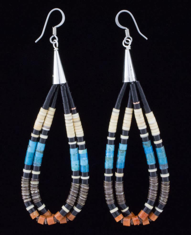 Multi-Color Double Hoop Heishi Earrings