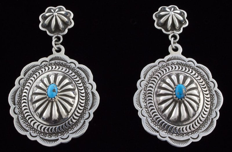 Natural Sleeping Beauty Turquoise Concho Style Earrings