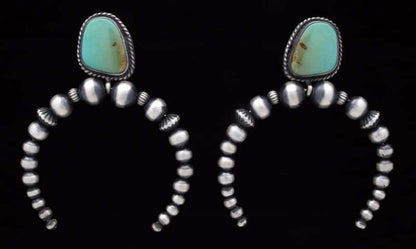 Sterling Silver Bead Naja Style Earrings With Kingman Turquoise