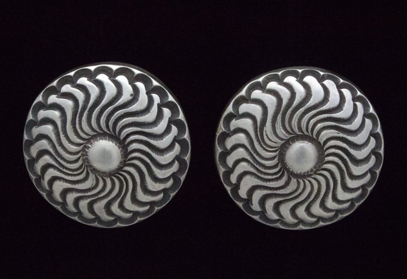 Sterling Silver Dome Shaped Concho Style Earrrings