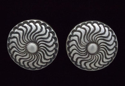 Sterling Silver Dome Shaped Concho Style Earrrings