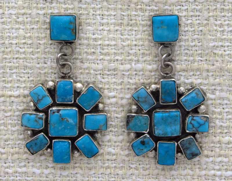 Natural Kingman Turquoise Cluster Earrings