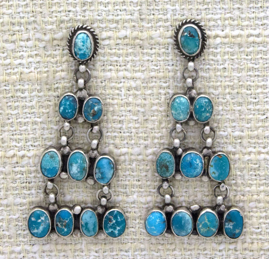 Natural Nevada Turquoise Chandelier Earrings