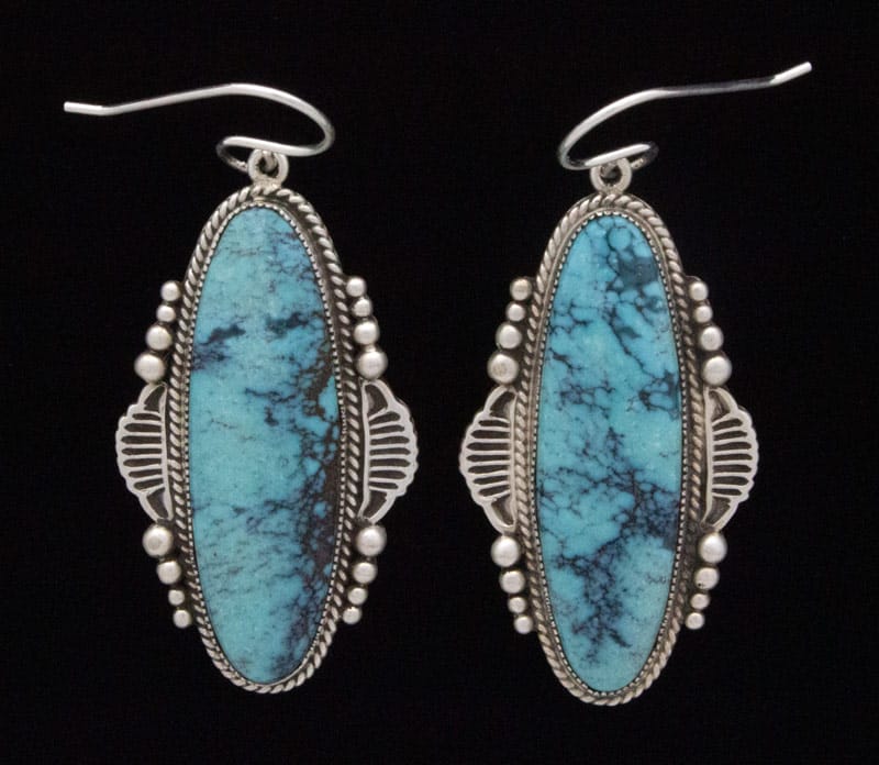 Natural Cloud Mountain Turquoise Earrings