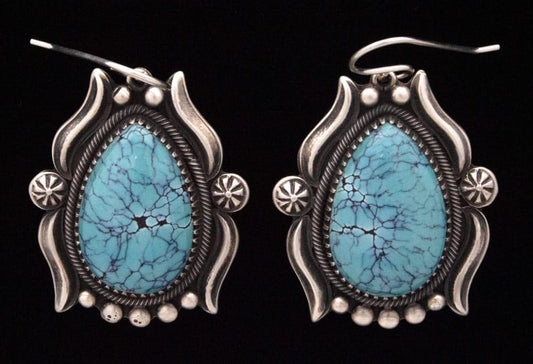 High Grade Natural Cloud Mountain Turquoise Earrings