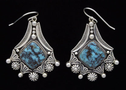 Natural Cloud Mountain Turquoise Earrings