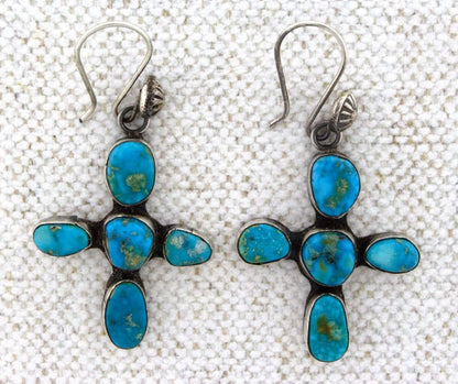 Natural Nevada Turquoise Cross Earrings