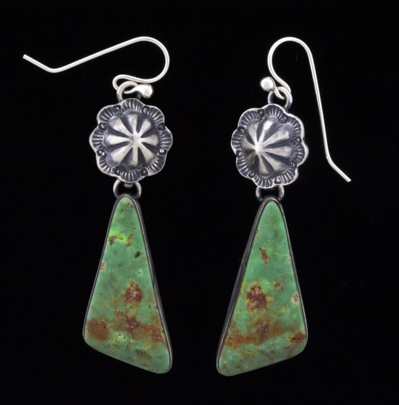 Royston Turquoise With Concho Dangle Earrings