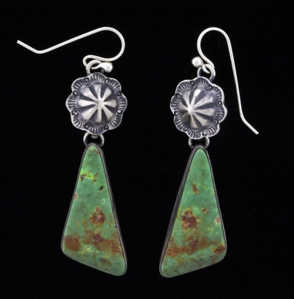 Royston Turquoise With Concho Dangle Earrings