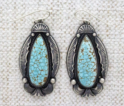 High Grade Natural #8 Turquoise Web Earrings