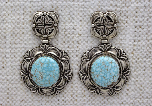 High Grade Natural #8 Turquoise Web Earrings