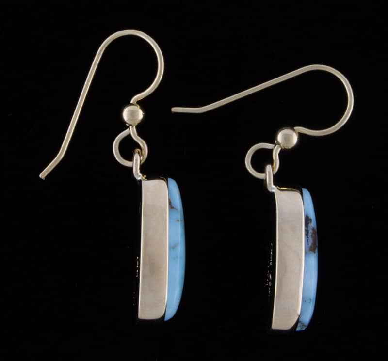 14K Gold Earrings With Natural Dry Creek Turquoise