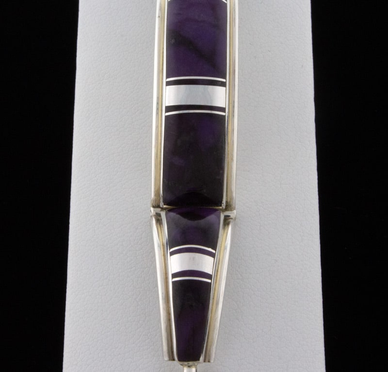 High Grade Natural Sugilite Inlay Link Chain Bracelet