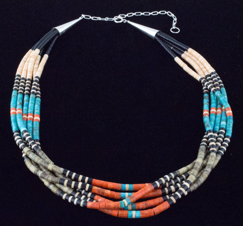 5-Strand Multi-Color Heishi Necklace