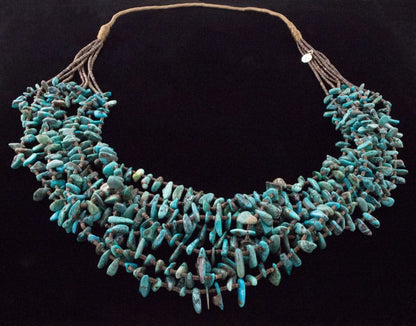 7-Strand Heishi Necklace With Natural Kingman Turquoise Chips And Matching Earrings