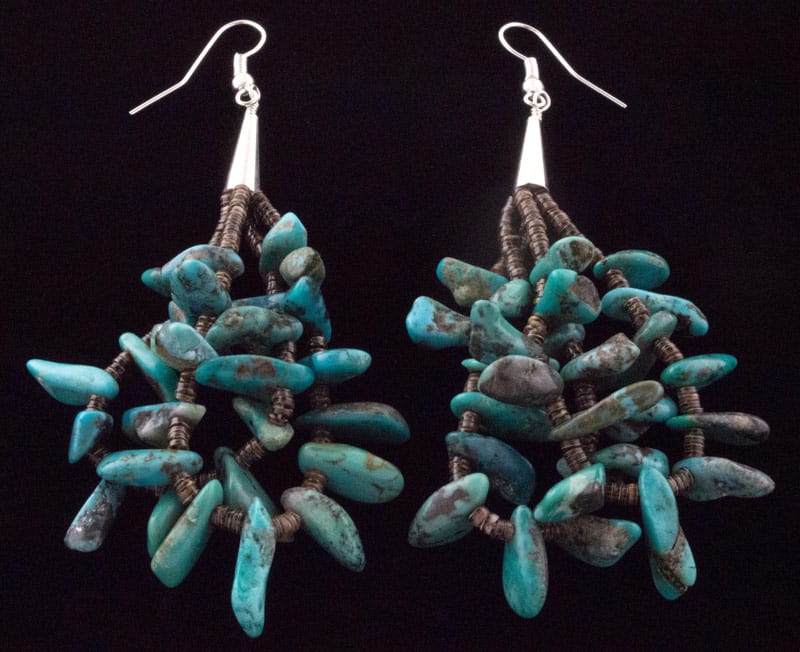 7-Strand Heishi Necklace With Natural Kingman Turquoise Chips And Matching Earrings