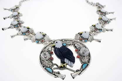 Bald Eagle Squash Blossom Necklace