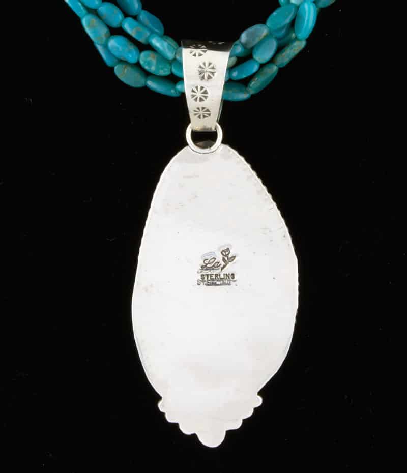 4-Strand Turquoise Nugget Necklace With Turquoise Inlay Pendant