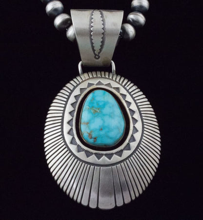 Collier en perles en argent sterling fait main avec pendentif en turquoise Kingman Water Web naturel