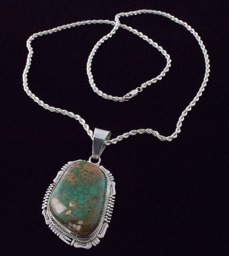 Collier en chaîne en argent sterling avec pendentif en turquoise naturelle de Royston