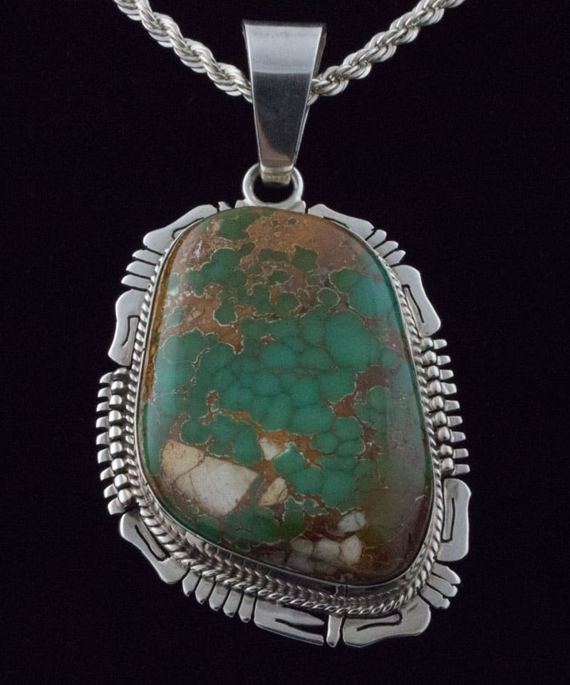 Collier en chaîne en argent sterling avec pendentif en turquoise naturelle de Royston