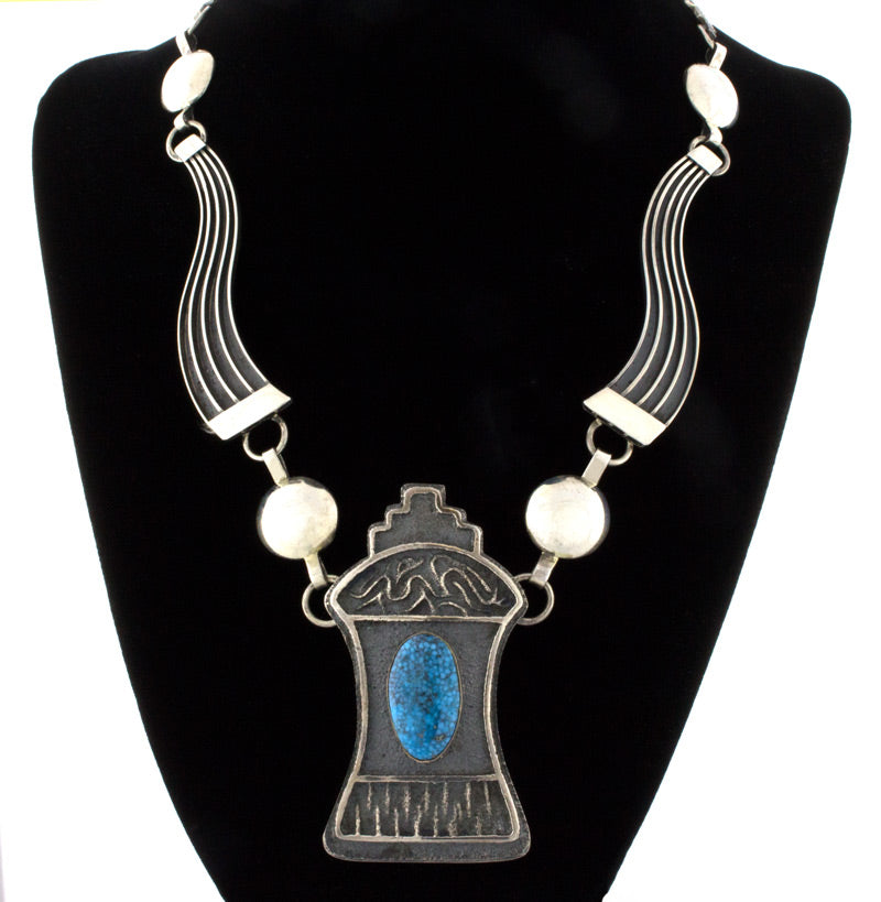 High Grade Natural Kingman Turquoise Necklace With Matching Earrings