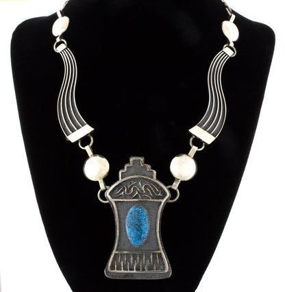 Collier en turquoise Kingman naturel de haute qualité avec boucles d'oreilles assorties