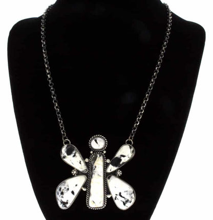 6-Stone White Buffalo Butterfly Necklace