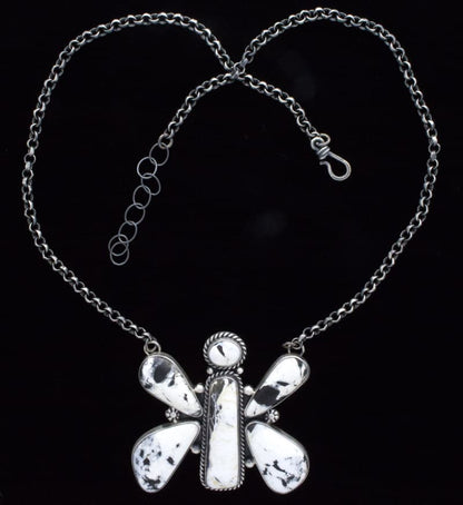 6-Stone White Buffalo Butterfly Necklace