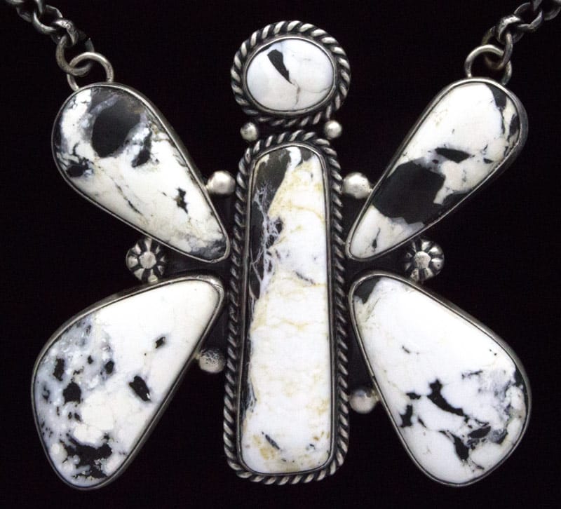 6-Stone White Buffalo Butterfly Necklace