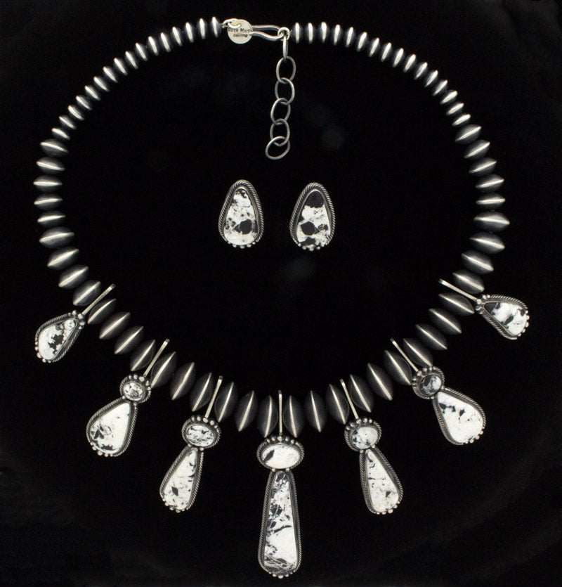 White Buffalo Tab Necklace With Matching Earrings