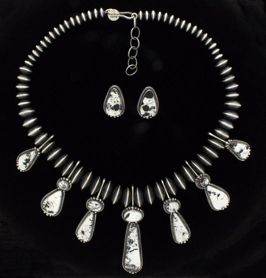 Collier en tab de buffle blanc avec boucles d'oreilles assorties