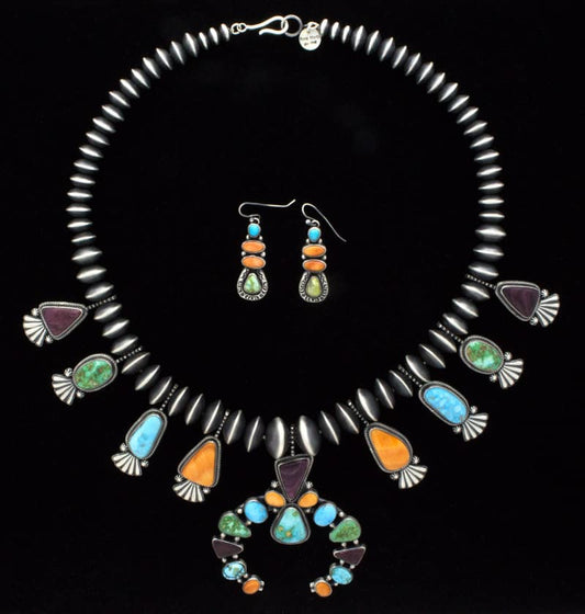 Multi-Stone Necklace With Matching Earrings