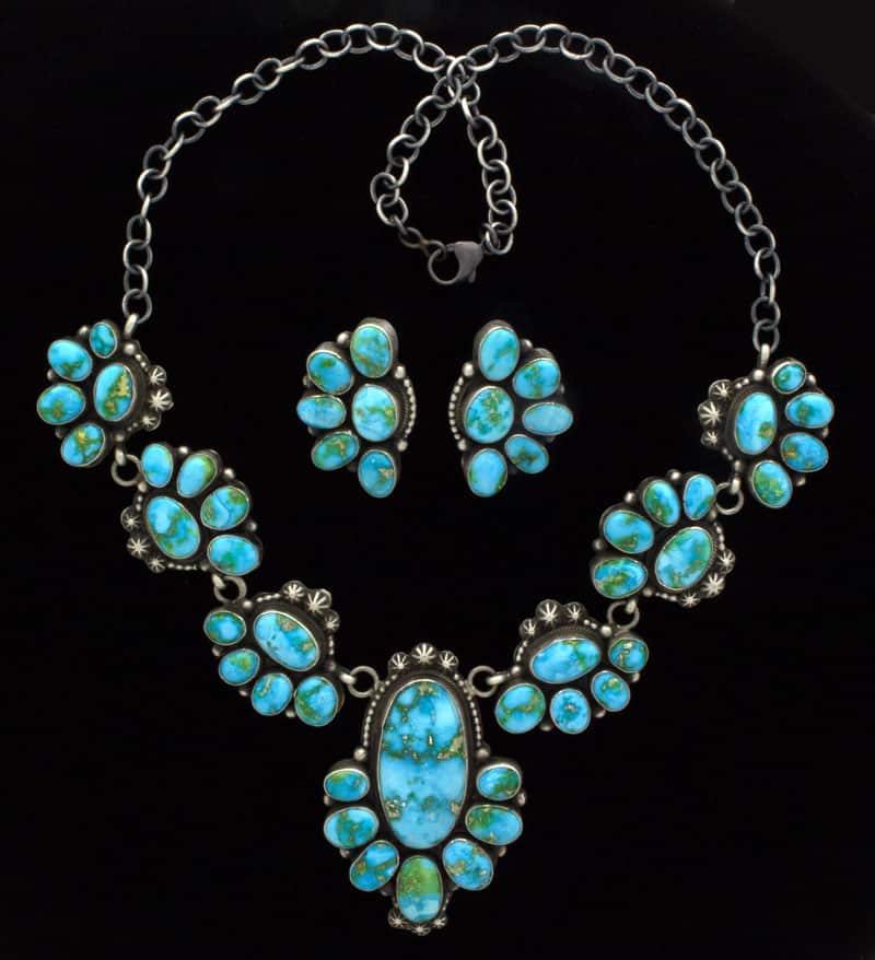 Desert Rose Turquoise Necklace With Matching Earrings